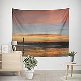 EHOMERY Wandteppich Vorhänge Wandtuch Frau Das Meer Wandbehang Fensterblick Wanddekoration für Kinderzimmer Wohnzimmer Schlafzimmer Wandbehang Dekoration 350x250cm