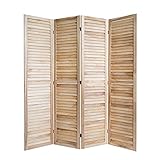 Homestyle4u 1248, Paravent Raumteiler 4 teilig, Holz, Natur Vintage, Höhe 170