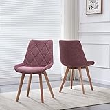 B&D home Esszimmerstühle 2er Set, Polsterstuhl mit Massivholz Buche Beine, gepolsterter Küchenstuhl Landhausstil, Design Stuhl Esszimmer und Küche, Webstoff Merlot