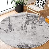 carpet city Teppich Wohnzimmer - 160 cm Rund Kurzflor Grau - Meliert Abstrakt Vintage Muster - Moderne Teppiche Flachflor - Deko Schlafzimmer