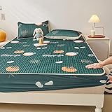 für Boxspringbetten & Wasserbetten,Sommer Cool Cartoon Print Latex Deep Pocket Spannbettlaken, Jungen Mädchen Schlafzimmer Tier Obst Matratzenbezug Kissenbezug,Frucht,150 * 200cm (3 Stück)