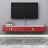 An der Wand montiertes TV-Gerät, schwebendes TV-Ständer-Komponentenregal, wandmontierte TV-Schrankkonsole, hölzernes Videoregal, für Schlafzimmer/Wohnzimmer/rot/140 cm