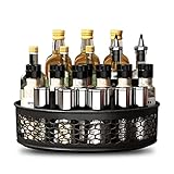 ATsense 360° Drehbares Gewürzregal Drehbar Kühlschrank Organizer, Küchen Organizer für Gewürze Gewürzflaschen，Drehteller Gewürzhalter 25cm,Gewürzregal Schwarz