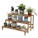 SZITW Blumenständer, Blumenleiter, Regal mit 3 Etagen, Blumenständer aus Holz, Blumenständer für den Innen- und Außenbereich, 3 Größen (Größe: 100 cm) (Größe: 100 cm)