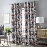 always4u Vorhänge aus Kunstleinen, strukturiert, luxuriös, Jacquard, geometrisch, 2 Paneele, 240 cm, Samll Vorhänge für Wohnzimmer, Schlafzimmer, 137 x 240 cm, Rosa