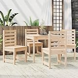 Tidyard 5-TLG. Garten Essgruppe Holz, Sitzgarnitur, Gartengarnitur, Terrassenmöbel Set 4 Personen, Gartenmöbel Set, Garten Tisch und Stuhl, Massivholz Kiefer