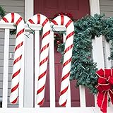 3 Stück 87 cm Aufblasbare Zuckerstangen Weihnachtsdeko,Groß Grinch Deko Weihnachten Outdoor Haustür Zuckerstangen Christbaumschmuck( Rot-Weiß )