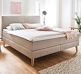 Meise Möbel - Boxspringbett Greta - Beige, 180x200 cm, 7-ZonenTonnentaschenfederkern 350 H3