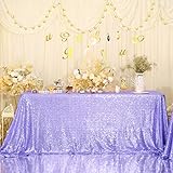 PartyDelight Pailletten-Tischdecke, Hochzeit, Sweeeart, Weihnachtsbaum, rechteckig, 229 x 335 cm, Lavendel