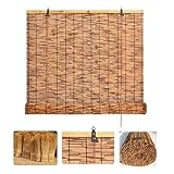 Retro Bambusrollo Blickdicht 40 60 80 100 120 140 150 160cm Breit Outdoor Bambus Rollos Jalousine Raffrollo, Wetterfest Natur Holzrollos Sichtschutz Rollo Seitenzugrollo Für Fenster Türen