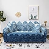 Sofabezug 4 Sitzer Blue Mountain Sofaüberwurf Stretch Elastisch,Moderne Joker Sofa Überzug,Antirutsch Sofahusse,Sofabezug L Form,Couch Überwurf,Sofa Sauber Bezug, Sofabezug Möbelschutz