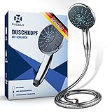 RUDELO | Duschkopf mit Schlauch - Chrom Duschbrause mit 1,5m Schlauch - Brausekopf Dusche - 7 Strahlarten und Druckerhöhung - Duschkopf wassersparend durch Wasserbegrenzer - AUSVERKAUF