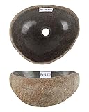 40 cm rund Naturstein Waschbecken grau von WOHNFREUDEN - Naturstein Aufsatzwaschbecken Badezimmer Waschbecken Bad Waschbecken