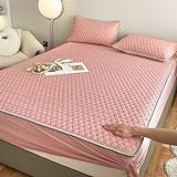 Bettlaken für Matratzen,Einfarbiges Latex-Spannbetttuch, Schlafzimmer-Hotel-Homestay-Matratzenauflage mit tiefen Taschen, Einzel-, Doppel- und Kingsize-Bett, rosa, 120 x 200 cm (1 Stück)