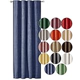 JEMIDI Vorhang blickdicht 140x245cm - Gardine mit Kräuselband Universalband - 100% Polyester Schal lang für Wohnzimmer Schlafzimmer - blau