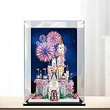 Acryl Vitrine für lego 71040 Hochzeit Garten Schloss Bausatz Staubdichte Display Box Transparent Kompatibel mit L-e-g-o 71040 Vitrine (Modell nicht enthalten) (mit Hintergrund)