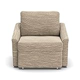 DOMO Collection Relax Sessel | Dauerschläfer Boxspring Sofa mit Schlaffunktion | Schlafsessel Gästebett Schlafsofa | 108 x 96 x 86 cm | beige-braun