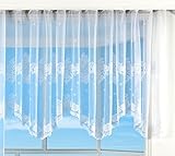 Bogenstore Gardine Jacquard, 145x450, Blumenmuster Weiß Kräuselband Universalband Faltenband Store, 13140