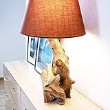 Exotischerleben ZOILA Tischlampe Treibholz Höhe 65 cm inkl. Lampenschirm Terracotta - 100% Handarbeit für EIN Unikat der Natur Treibholz Lampe aus Schwemmholz
