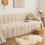 Homxi Sofaüberwürfe 3 Sitzer,Couchbezug mit Pfeil Überwurf Sofa Chenille Sofa-Handtuch Grau Beige Sofabezug Decke 180x130CM
