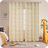 MRTREES Voile Gardinen Kinder Vorhänge mit Ösen 145×140cm (H×B) Kindergardinen für Wohnzimmer Kinderzimmer Junge und Mädchen Cartoon Auto Beige 2er Set