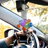 Katze Rückspiegel Ornament, Nette Katze Auto Hängen Anhänger mit Bunte Ballon, Katze Hängende Anhänger Ornament Auto Dekoration Rückspiegel Anhänger Auto Innendekoration Styling Zubehör