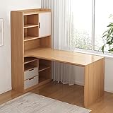 L-förmiger Computertisch, Holz Eckschreibtisch Pc-Tisch mit Ablage Computertisch, Modern Home Büro Studie Tisch Arbeitsplatz mit Lagerregalen (100x82x150cm(39x32x59in), Wood1)