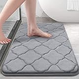 Homaxy Memory Foam Badezimmerteppich rutschfest Badematte Weich Badteppich Saugfähige Badvorleger Waschbar Pflegeleichte Duschvorleger - 40 x 60 cm, Grau