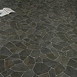 PVC Bodenbelag Fliese Bruchstein Anthrazit Textilrücken Tarkett 280T (Breite: 200 cm x Länge: 300 cm)