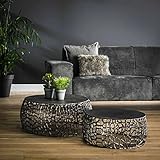 RINGO-Living Industrial Couchtisch 2er Set Manula in Schwarz aus Stahl, moderner Wohnzimmertisch rund aus Metall, Industrial Beistelltisch modern Design, rustikale Wohnzimmertisch Deko modern 2 er Set