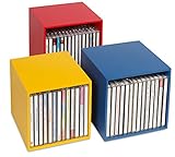 cubix Neu CD-Box color, CD-Aufbewahrungs-Boxen aus Holz. Set mit 3 CD-Boxen. Zur Aufbewahrung von bis zu 40 CDs.