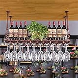 Wine Rack Ceiling Wine Racks Bar Restaurant Hanging Wine Glass Rack Hanging European Retro Iron Hanging Upside Down Beer Inverted Bottle Shelf Goblet Holder for Bronze 80 25Cm (Bronze 120 * 25Cm)