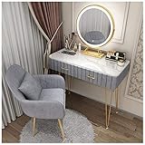 URBERY Make-up-Kommode, Schreibtisch, Schminktisch-Set mit LED-Leuchten, Spiegel, Schublade, Hocker, Schminkkonsole für Mädchen, für Kosmetik und Make-up