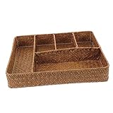 Housoutil Stroh-Aufbewahrungsbox Schubladenkörbe Schlüssel-Organizer-Box Fach-Organizer-Box Langer Korb Badezimmer-Korb Küchenkörbe Für Theke Strohhalm Kosmetik-Wc