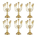 Romadedi kerzenleuchter 5-armig Kerzenständer Gold - 6er Set Vintage Metall Kerzenhalter für Stabkerzen Kerzen Hochzeit Party Weihnachten Tischdeko Kaminkonsole Tisch Deko Wohnzimmer