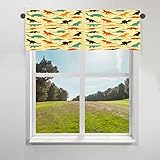 TropicalLife Niedlicher Dinosaurier Tiere Vorhang Volant für Fenster Kleiner Vorhang Halbe Fenster Vorhänge mit Stangentasche für Café Badezimmer Küche Wohnzimmer Dekor, 132 x 45 cm