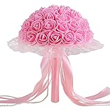 Künstliche Blumen, Brautjungfernstrauß, Kristallrosen, Perlen, Hochzeitsstrauß, künstliche Seidenblumen, Dekoration D