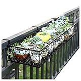 Großes Pflanzgefäß, Balkon Blumenständer, Schwarzer Garten Hängend Stabiler Hängender Pflanzenständer, Pflanzentopf Display Ständer Geländer Regal Terrassendekoration (Size:100cm×30cm×15cm)