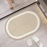 Badezimmerteppich, Badematte rutschfest, Duschmatte rutschfest, Duschvorleger, Badvorleger Badteppich rutschfest Waschbar Teppich Badezimmer, Bathroom Mat, Bath Mat Mats, Bad Teppich, Beige-90x120cm