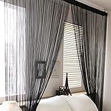 Cutefly Fadenvorhang, 100 x 200 cm Metallik-Optik Fadengardine, Einfarbiger Blitz Dekorative Ästhetik, für Insektenvorhang oder Raumteiler (Schwarz)