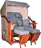 Strandkorb Ahlbeck Premium AOC | Pinie Grey | Royal Anthrazit | inkl. Rollen und Abdeckhaube