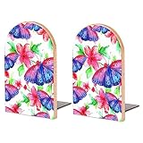 Hölzerne Bücherstützen Schmetterling Und Blumen Stabiler Bücherständer Holzbuchständer Für Schwere Bücher
