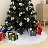 INLIFE Luxus-Weihnachtsbaumdecke Weiß 90 cm Kunstpelz,0.3kg,330272