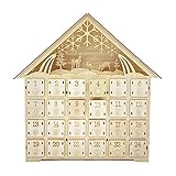 Elch-Schneeflocken-Holz-Countdown-Kalender, LED-beleuchtet, Holzhaus, Weihnachten, Party-Dekoration, Adventskalender, 24 Stück