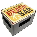 Bierkastensitz, Outdoor Hocker, Sitzauflage aus Holz für Getränkekisten mit Beach Bar als Geschenkidee