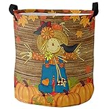 Wäschekörbe Herbst-Erntedank-Vogelscheuche-Kürbis-Ahornholz Wäschesack Wasserdicht Wäschekorb Große Wäschesortierer Für Schlafzimmer Waschküche Bad,40X50Cm