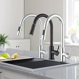 Youyijia 360° Küchenarmatur Wasserhahn Küche ausziehbar Brause Edelstahl Einhandmischer Schwarz