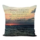 Square Pillowcase Prophet Faith In Jeremiah Verse Book Old Testament Know Pillow Case Soft Pillow Cover Outdoor Throw Cushion Cover for Best Friend, Girls, 45X45Cm