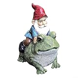 Gartenzwerg Statue Outdoor Decor,Spring Garden Gnomes Sitting On Frog Statue,Sitzender Frosch Zwerg Zwerg Dekoration für Garten