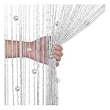 Muxing Fadenvorhang, Fadengardinen, Raumteiler Hängend, Kinderzimmer Gardinen Tür Perlen Vorhänge Raumteiler Tür Vorhänge Fliegengitter Schnur Vorhänge, 1pcs Verdunklungsvorhänge(100 * 200cm) (Weiß)